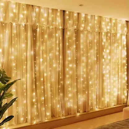 Fairy Light 8 Modes Party Lamp 6/3m USB Curtain String Light Christmas Garland Festoon Remote Control Wedding Home Bedroom Decor