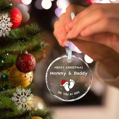 2026 New Year Baby Announcement Ornament, Merry Christmas Mommy and Daddy Christmas Pregnancy Announcement, New Parents Pendant