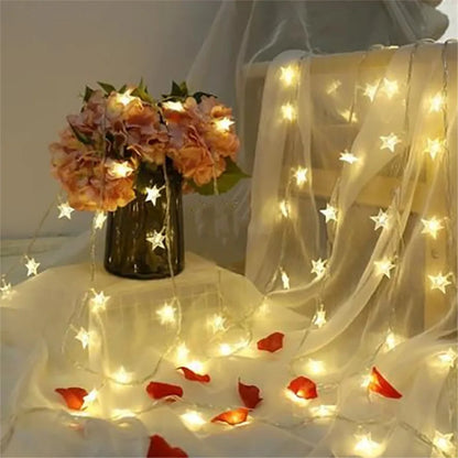 Star String Lights Fairy Lights for Bedroom String Battery Powered Adapter Christmas Lights Wedding Party Ramadan Decorations