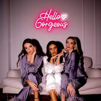 Hello Gorgeous Neon Signs LED Neon Light Sign Light Up Neon Signs Wall Decor for Birthday Engagement  Wedding Bachelorette Party