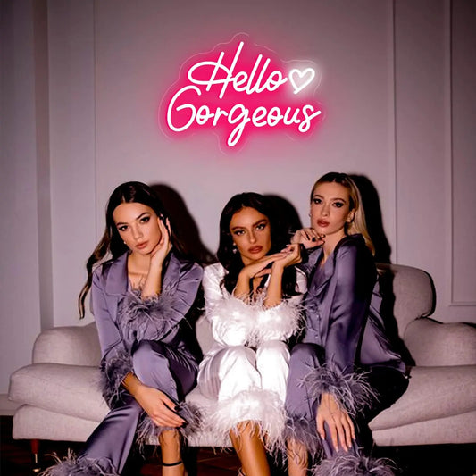 Hello Gorgeous Neon Signs LED Neon Light Sign Light Up Neon Signs Wall Decor for Birthday Engagement  Wedding Bachelorette Party