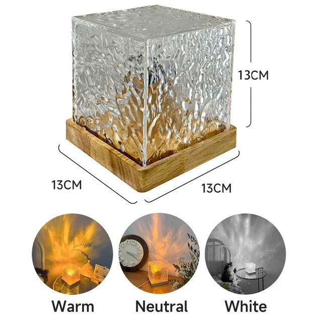 Crystal Lamp Water Ripple Projector Night Lights Decoration Home Houses Bedroom Aesthetic Atmosphere Holiday Gift Sunset Lights