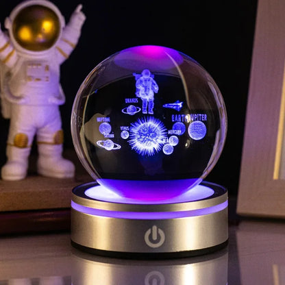 Crystal Ball Night Lights Glowing Planet Galaxy Astronaut 3D RGB Moon Atmosphere Lamp Tabletop Decorations Kid Gifts home decor