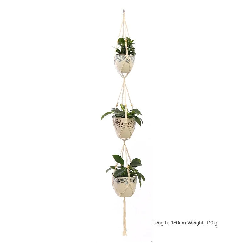 Hanging Plant Handmade Macrame Plant Hanger Flower Pot Planter Hanger Wall Decor Courtyard Garden Hanging Planter Hanging Basket