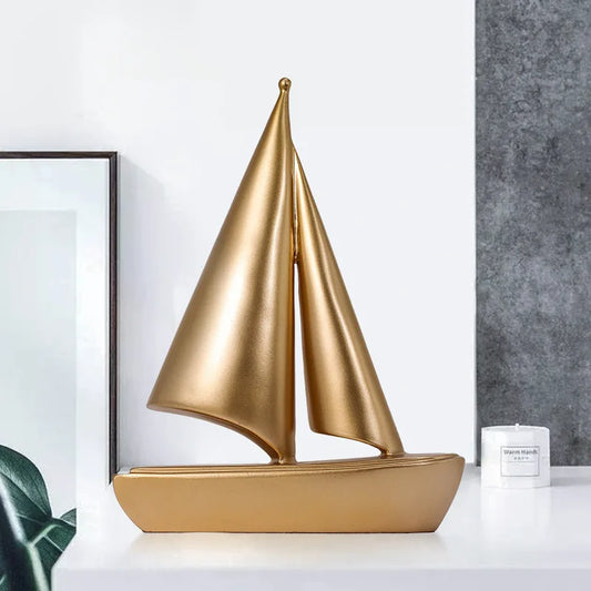 Modern Simple Office Desk Ornament Sailing Golden Study Decoration Decorative Home Accessories Luxury Home Decoration Articles