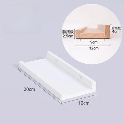 Floating Shelves Wall Mounted, White Solid Wood Drill Hanging Shelf, Storage Rack for Living Room, Bedroom, Study, Entrance