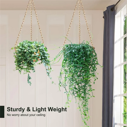 Large Gold Hanging Planter With Drainage, Semi-Circle Hanging Plant Holder For Indoor Plants, Lightweightceiling Basin-AT64