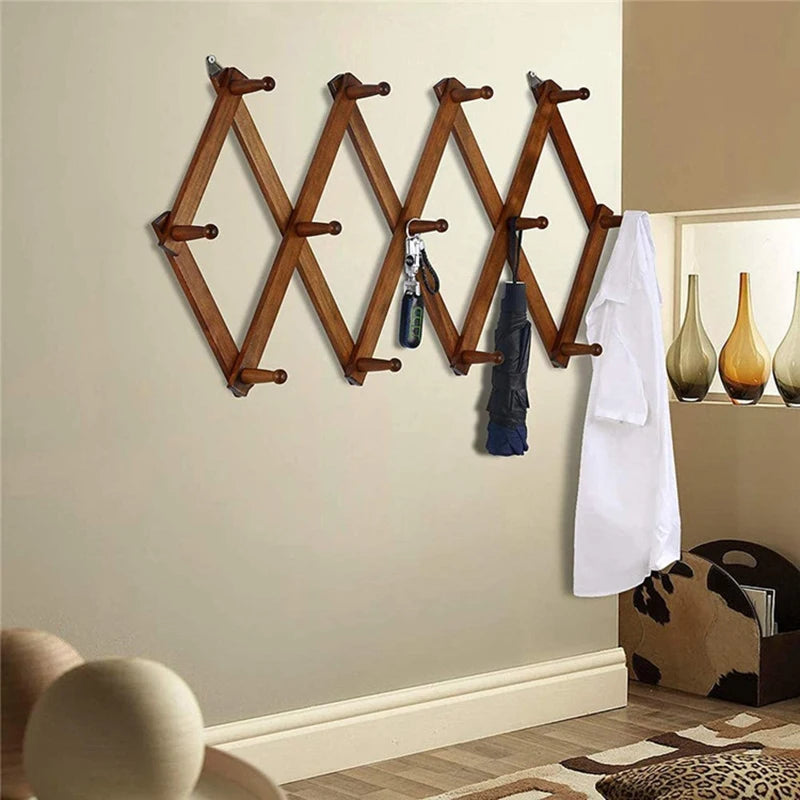 Entrance Porch Hanging Hanger Wall Hanging Clothes Hook Walnut Wood Shelving Wall Hanging Living Room Storage Clothes Shelf