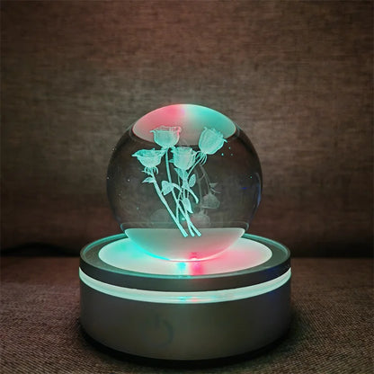 Crystal Ball Night Lights Glowing Planet Galaxy Astronaut 3D RGB Moon Atmosphere Lamp Tabletop Decorations Kid Gifts home decor
