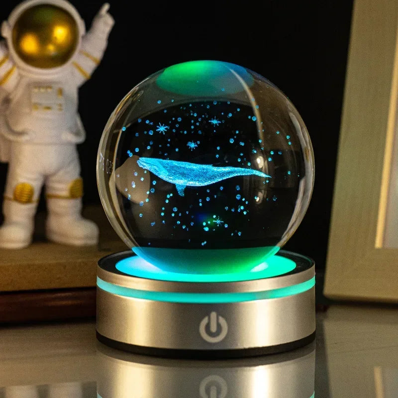 Crystal Ball Night Lights Glowing Planet Galaxy Astronaut 3D RGB Moon Atmosphere Lamp Tabletop Decorations Kid Gifts home decor