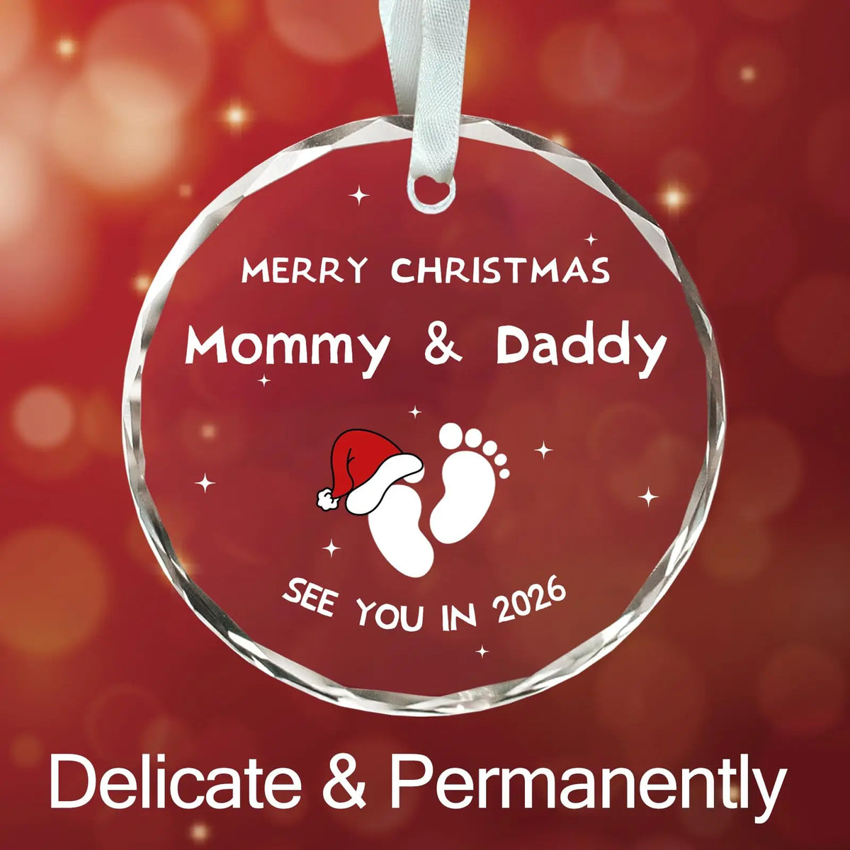 2026 New Year Baby Announcement Ornament, Merry Christmas Mommy and Daddy Christmas Pregnancy Announcement, New Parents Pendant