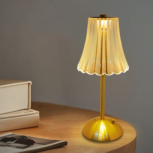 Crystal Led Table Lamp Rechargeable Book Light Night Light for Reading Bedside Bedroom Atmosphere Retro Hotel Bar Decor Dimmable