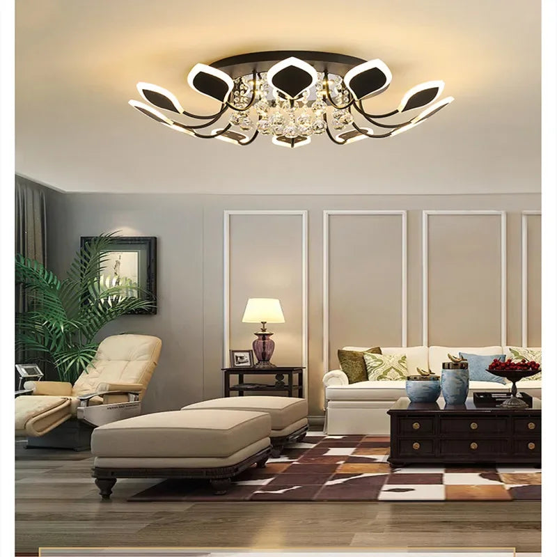Crystal ceiling lamp modern simple atmosphere household led room lamp restaurant Nordic villa crystal lamp 2022 New Year