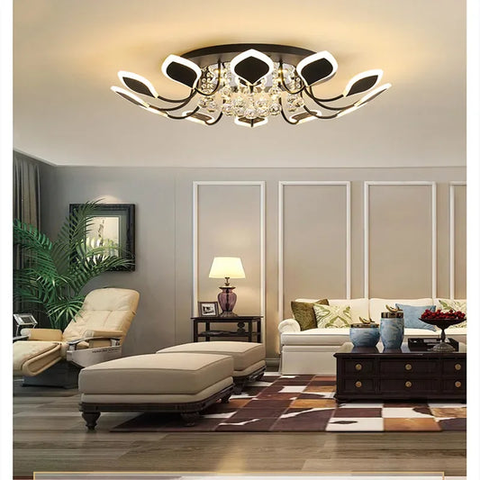 Crystal ceiling lamp modern simple atmosphere household led room lamp restaurant Nordic villa crystal lamp 2022 New Year