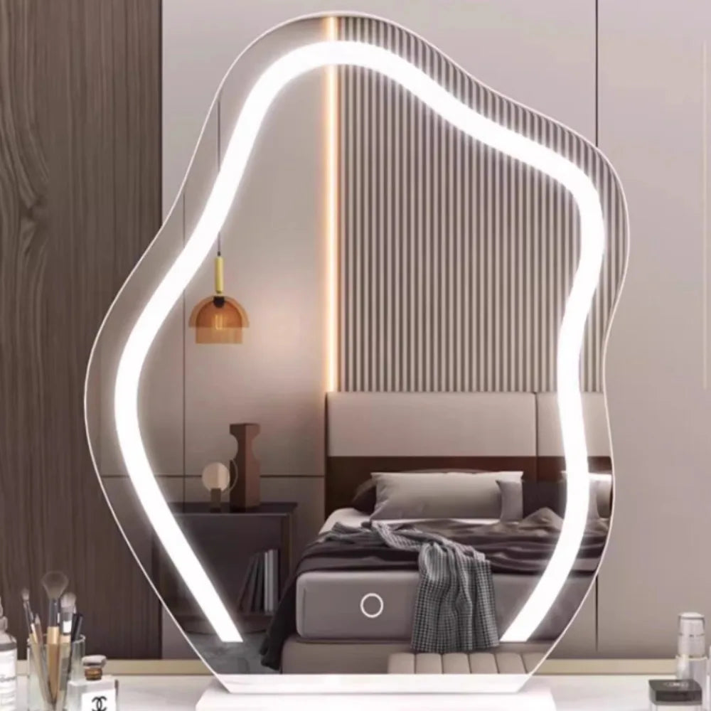 Lights Irregular Decorative Mirrors Jewelry Standing Asymmetrical Bedroom Mirror Floor Aesthetic Espelho Furniture Decoration