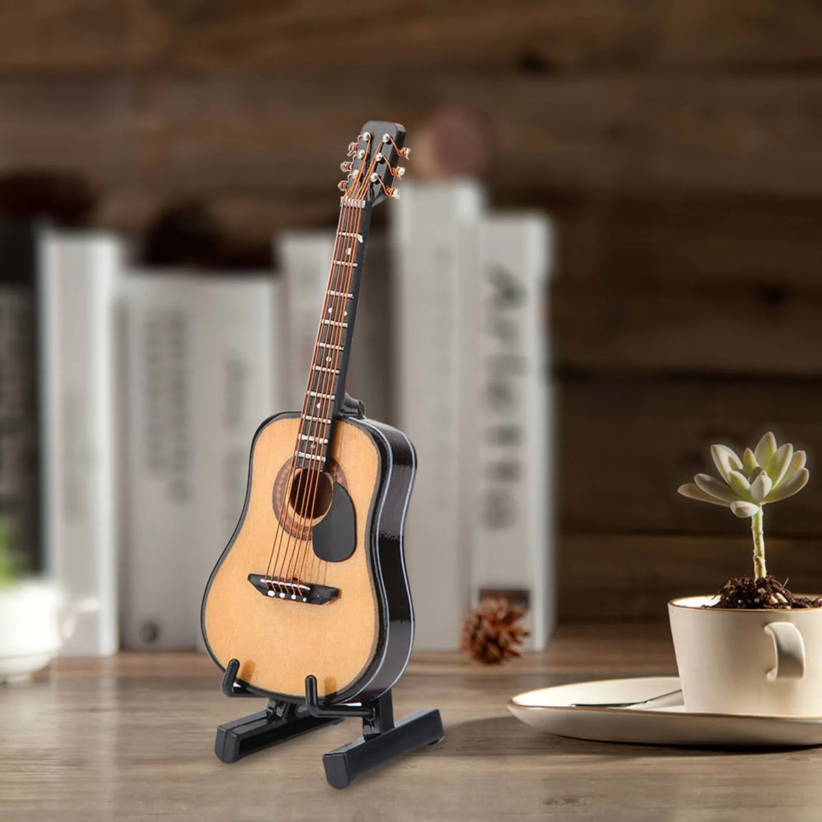 Guitar Model Decor Mini Guitar Display Miniature Wooden Guitar Model Display Mini Ornaments Craft Home Decor Mini Guitar Model