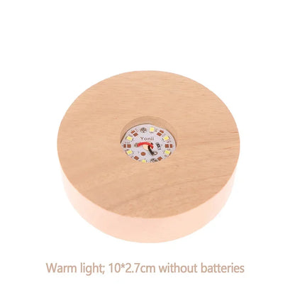 8/10cm Round Wooden LED Light Battery Operated Dispaly Base Stand Holder able Night Lamp Base Crystal Glass Resin Art Ornaments