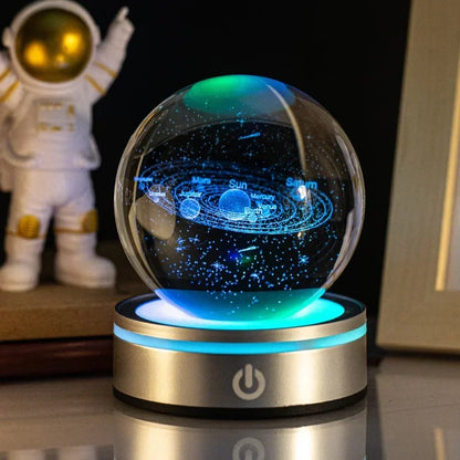 Crystal Ball Night Lights Glowing Planet Galaxy Astronaut 3D RGB Moon Atmosphere Lamp Tabletop Decorations Kid Gifts home decor