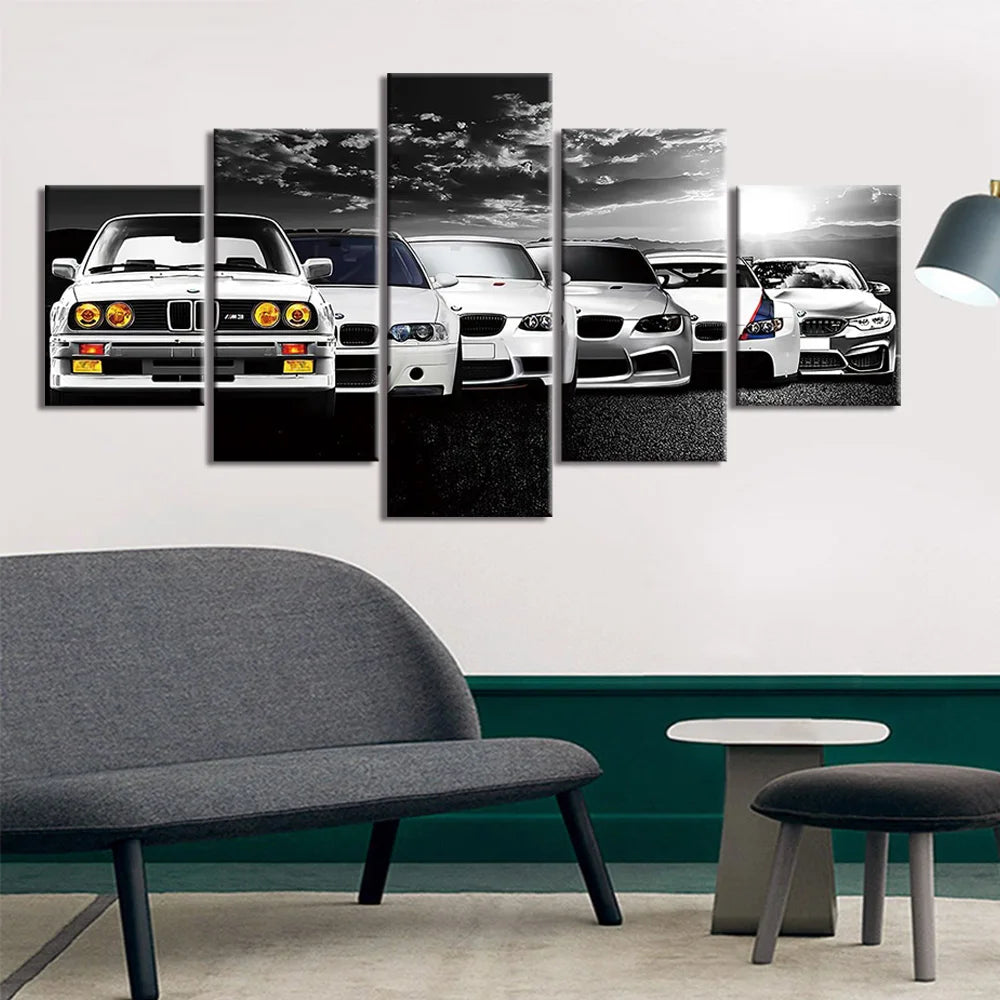 5 Pieces Wall Art Canvas Poster Abstract Retro Car Decor Painting Living Room Picture Print Bedroom Wallpaper Home Decoration