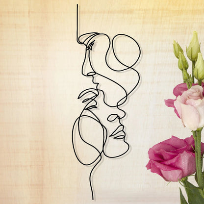 Metal Wall Art Decor Minimalist Facial Line Wall Decor Abstract Iron Wall Sculpture Modern Hanging Wall Art Decor Living Room