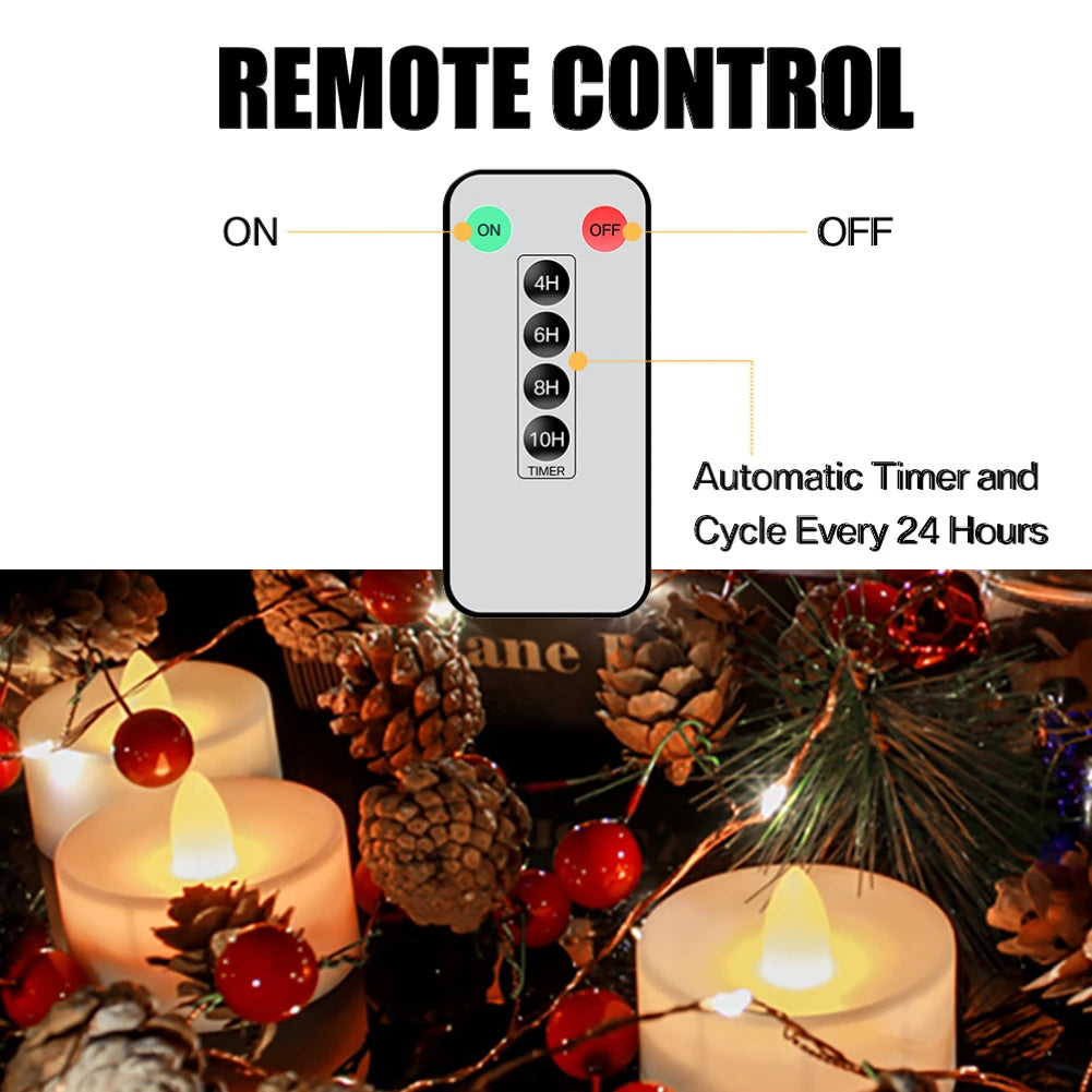Flameless Led Tea Lights with Remote Flickering Battery 53X38MM LED Candles Electric Candle for Christmas Wedding Tea Lighting