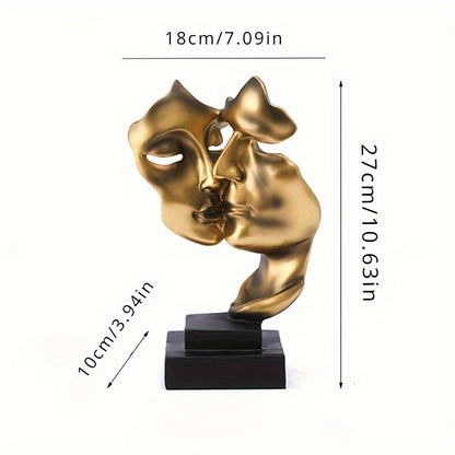 1pc, Abstract Couple Figurine Sculptures, Resin Silence Is Golden Statues, European Style Decorative Ornaments For Home, Living Room, Showroom, TV Cabinet Decor, Office Desk Accessories